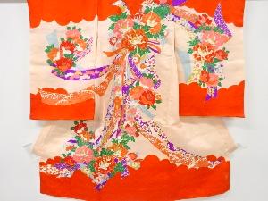 アンティーク　束ね熨斗に花模様刺繍着物
